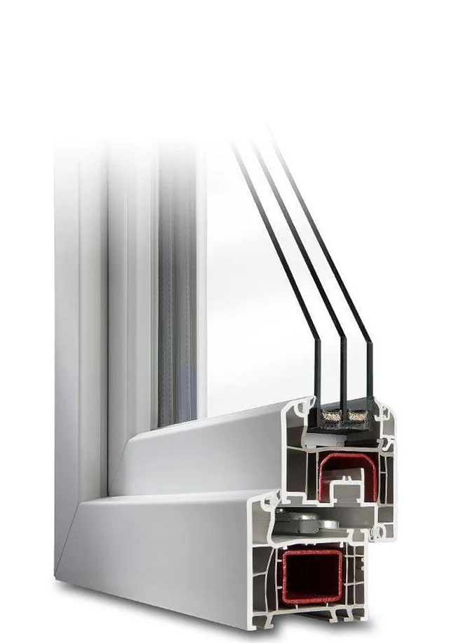 PVC window profile with EPDM rubber gasket system providing thermal insulation soundproofing and long term sealing performance